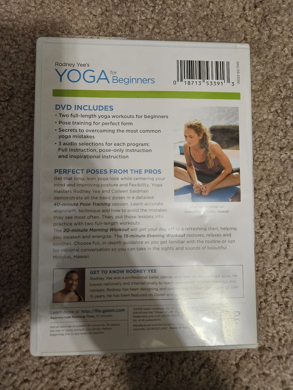GAIAM Yoga for Beginners DVD - Blue & White Cover with Instructor - Picture 2 of 2